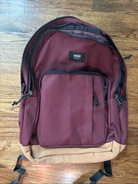 Vans Maroon and Tan Backpack with Suede Base, new